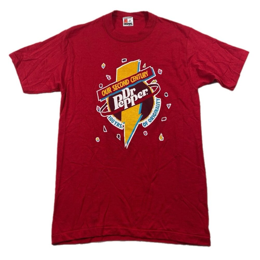 Vintage 80s Dr Pepper Single Stitch Shirt Men's Size Medium Red USA MADE Rare